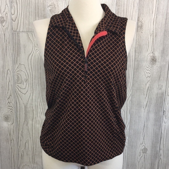 SPORT HALEY Sleeveless Quarter Zip Golf Top Orange & Black Large - Picture 1 of 10